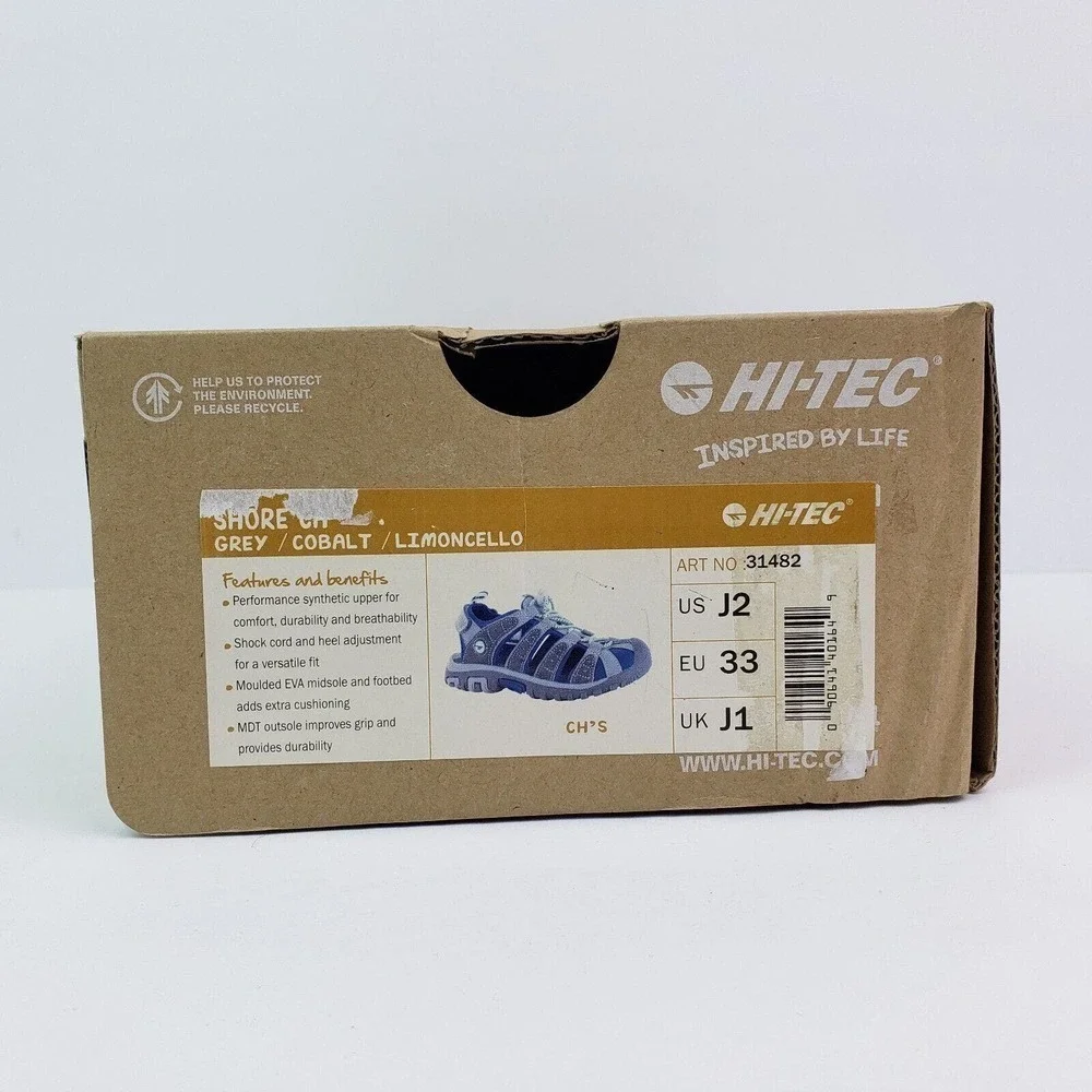 Hi-Tec Inspired By Life Shore CH's Boys Size 2Y Gray Blue Outdoors Sport Sandals